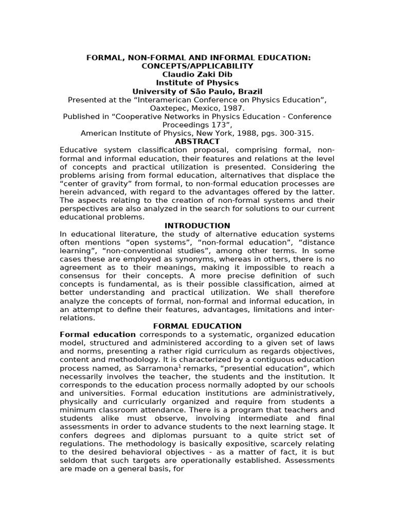 Formal and Non Formal Education | PDF | Distance Education | Learning