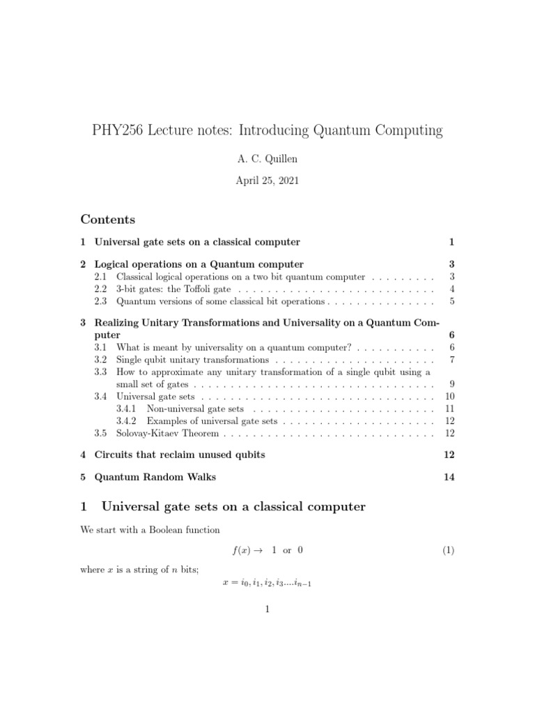 Universal Quantum Gates | PDF | Logic Gate | Theoretical Computer Science