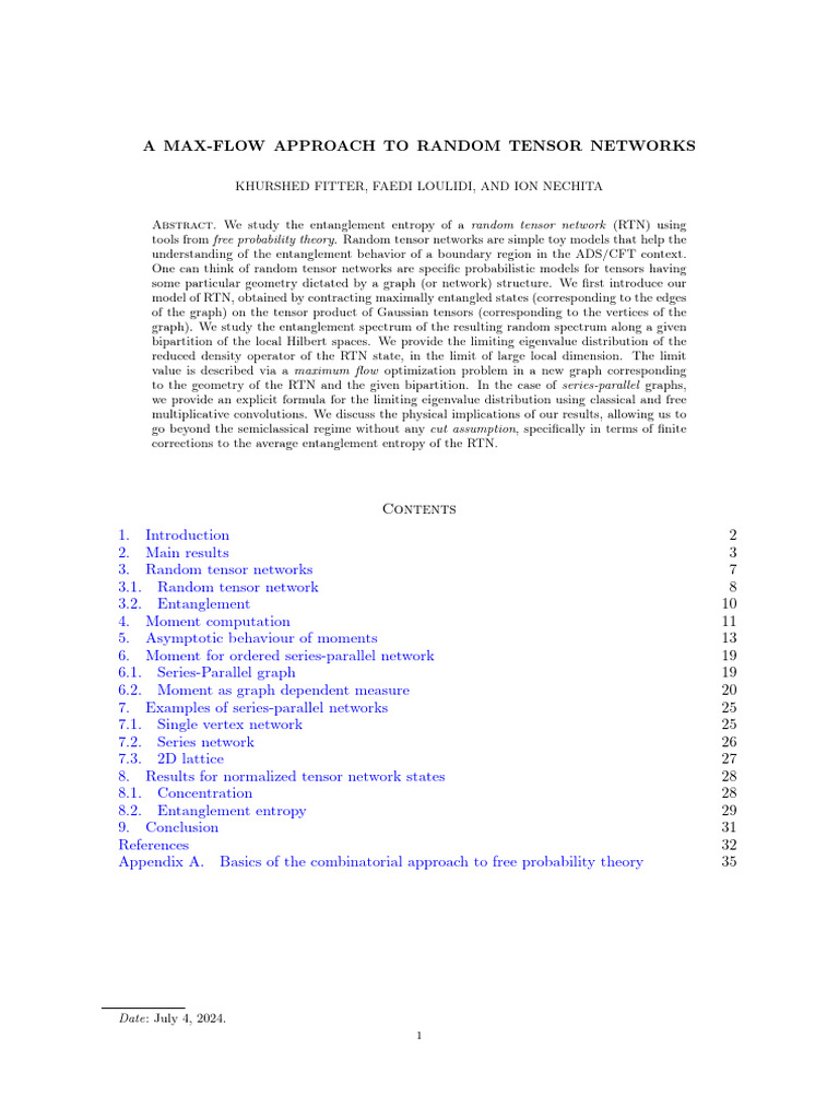 Tensor Networks | PDF | Quantum Entanglement | Applied Mathematics