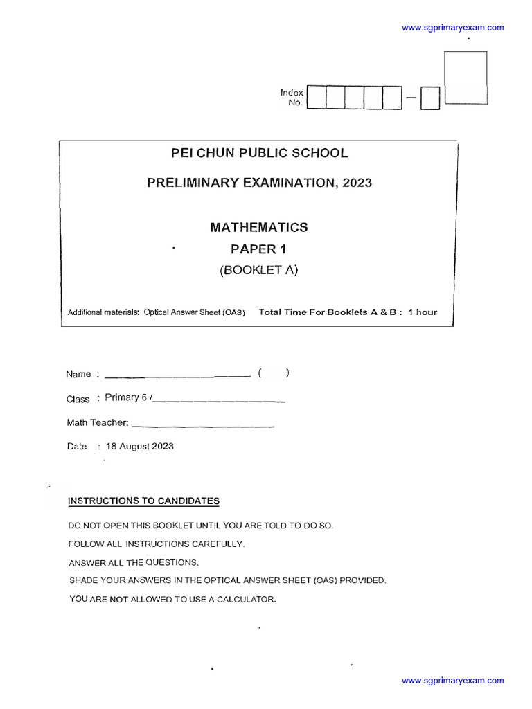 2023-P6-Maths-Prelim-Pei Chun | PDF | Mathematics | Science