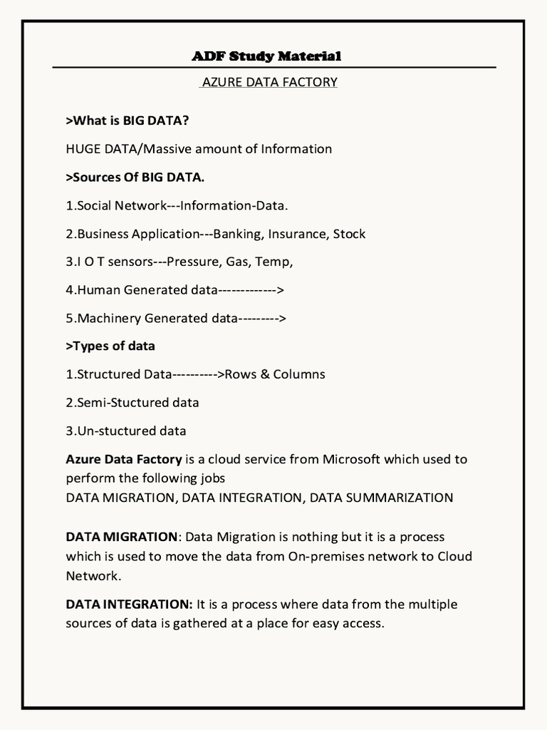 Azure Data Factory Study | PDF | Cloud Computing | Databases