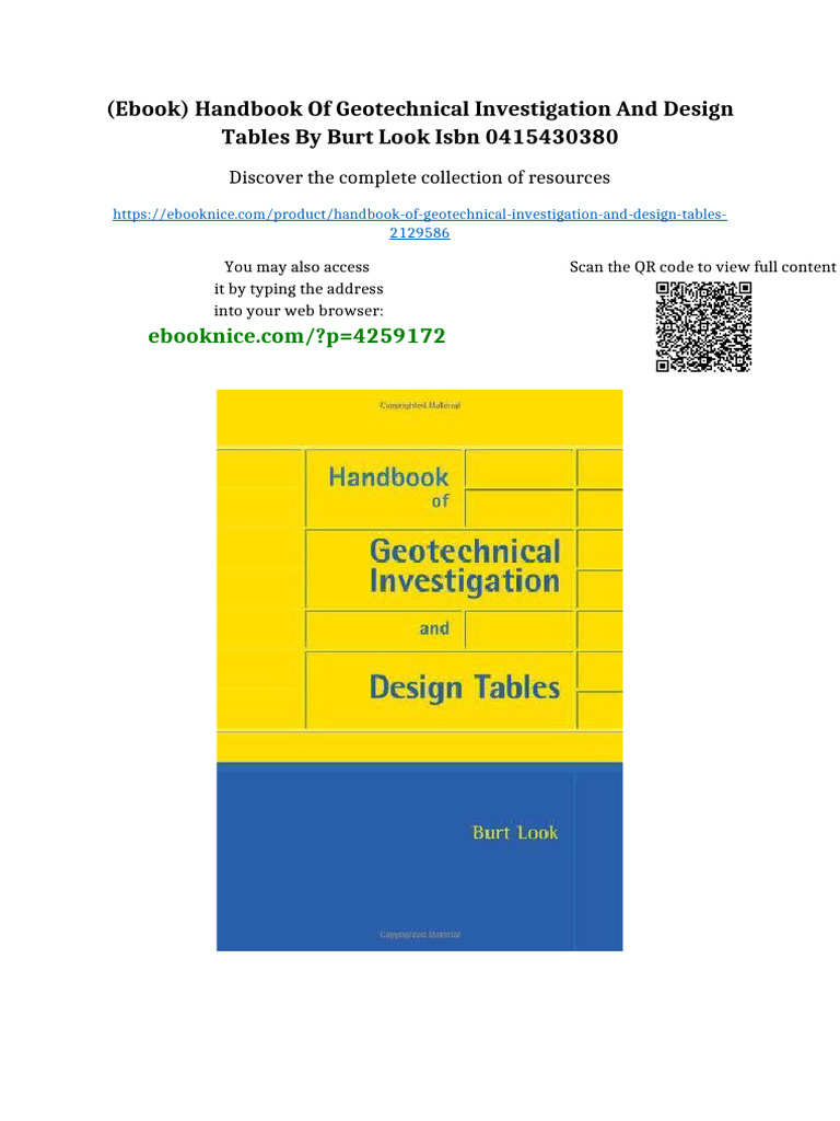 (Ebook) Handbook of Geotechnical Investigation and Design Tables by ...