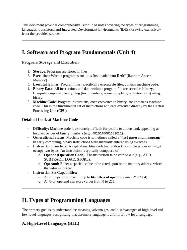 I. Software and Program Fundamentals (Unit 4) | PDF | Computer Program ...