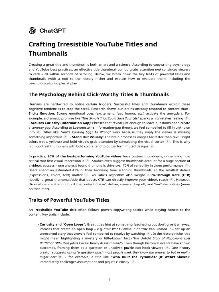 Crafting Irresistible YouTube Titles and Thumbnails | PDF | Composition ...