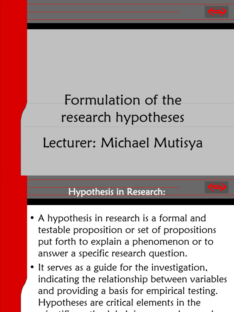 Lesson 5-Formulation of Research Hypothesis | PDF | Hypothesis | Null ...