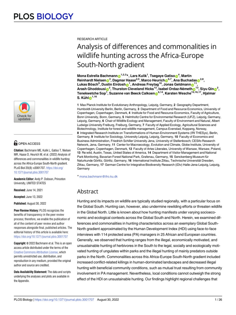 Analysis of Differences and Commonalities in Wildl | PDF | Hunting ...
