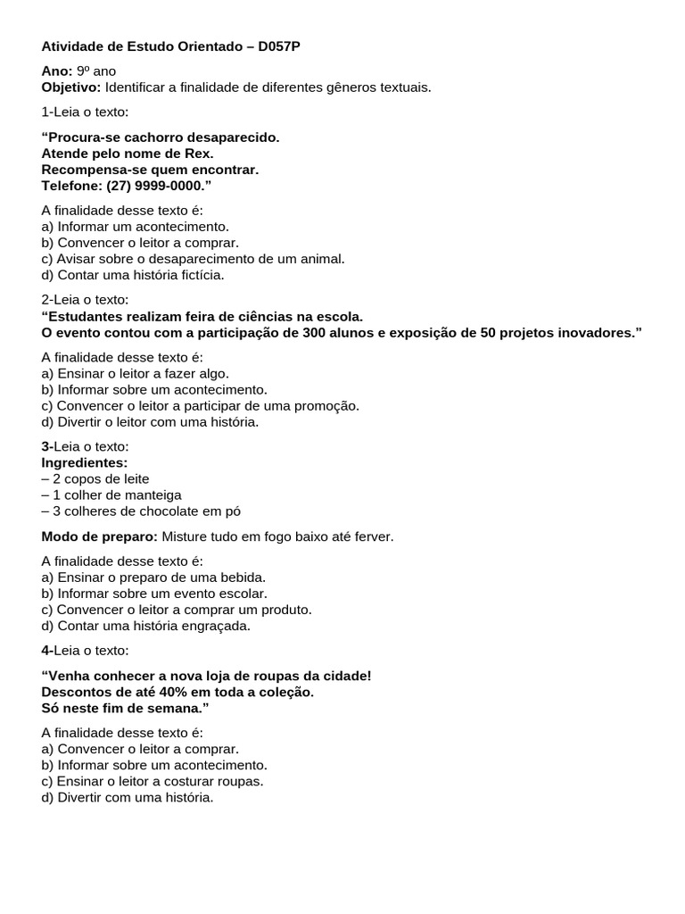 Atividade de Estudo Orientado 11.09 | PDF