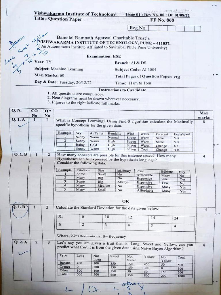 ML Prev Paper - 2022 | PDF