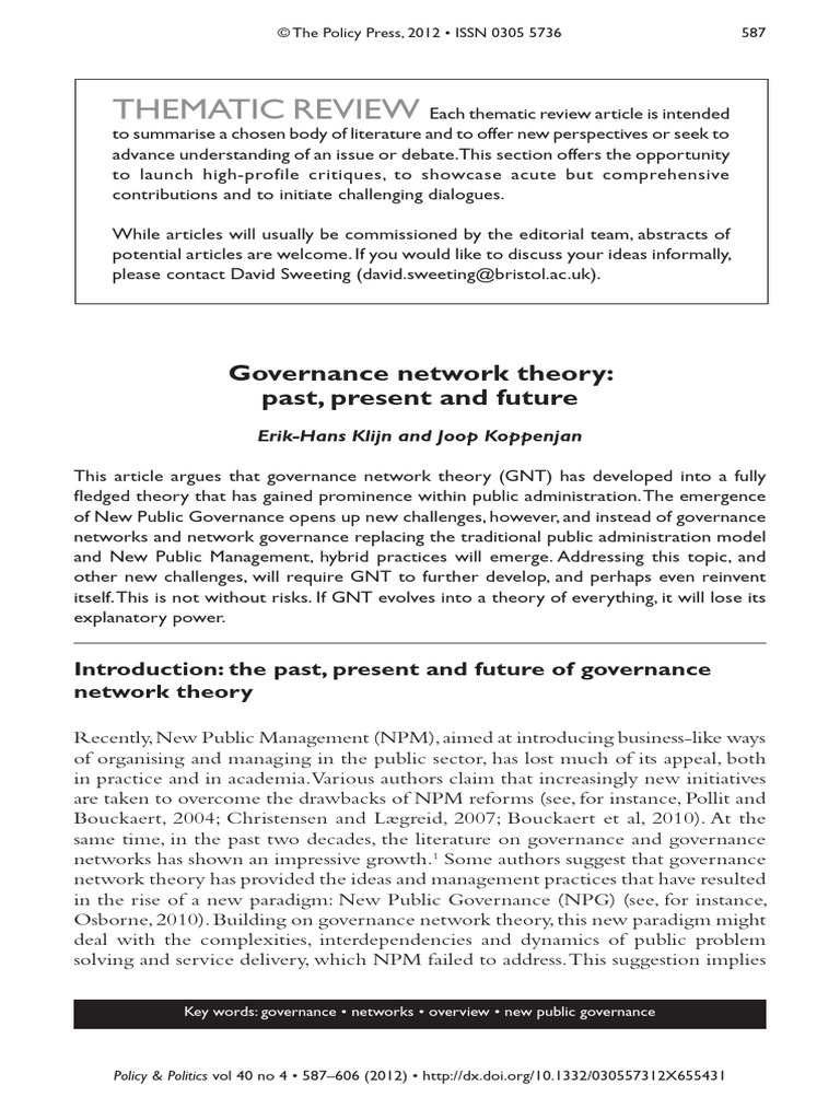 Network Theory | PDF | Governance | Policy