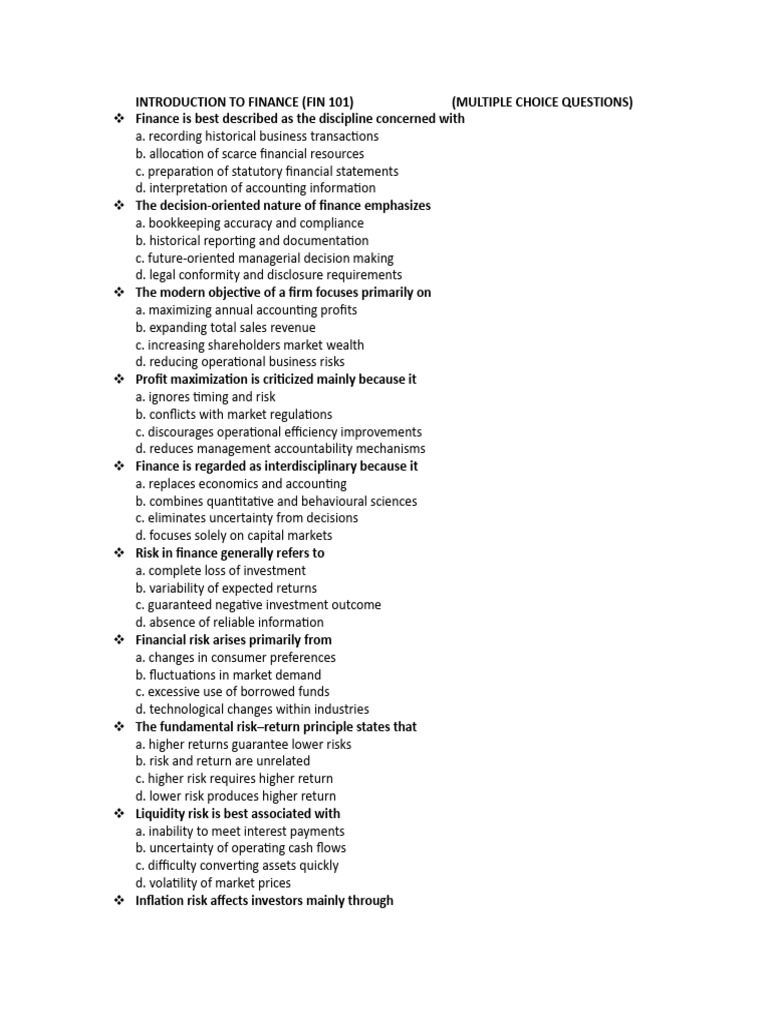 Practice Question Fin 101 | PDF | Interest | Equity (Finance)