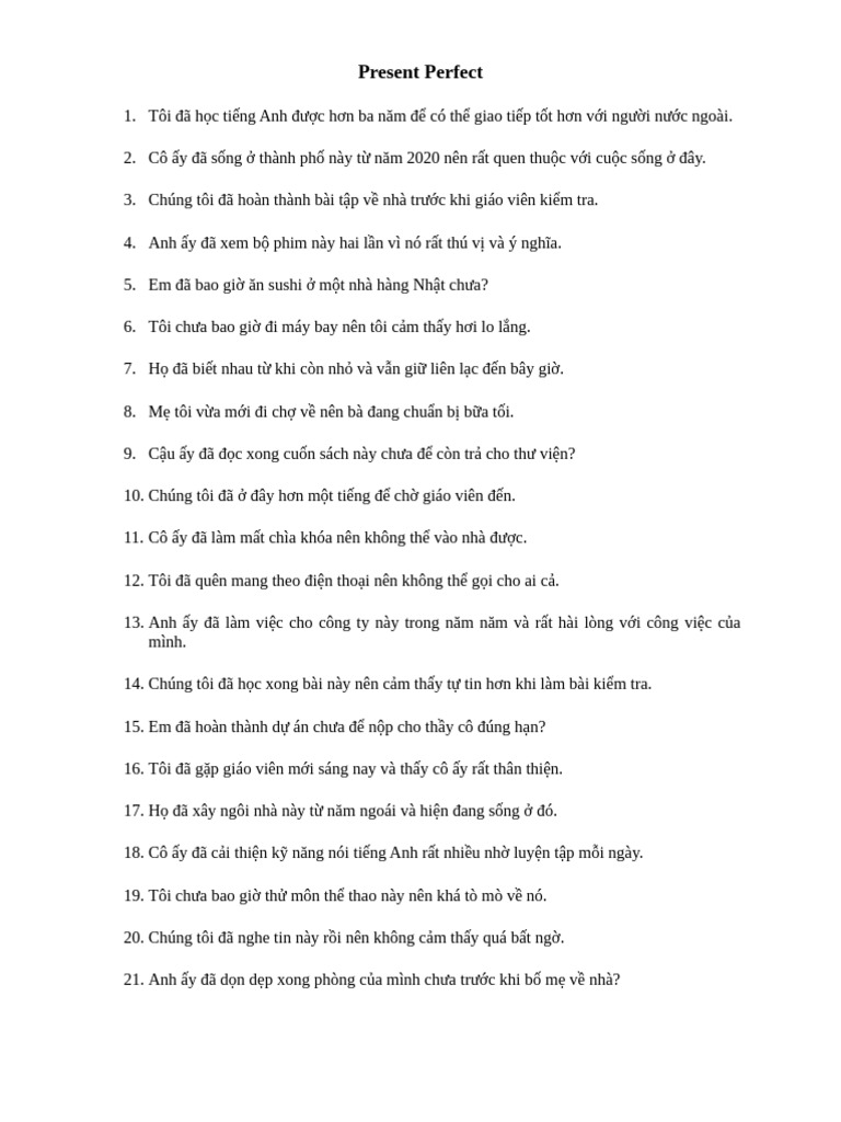 Present Perfect 18.01 | PDF