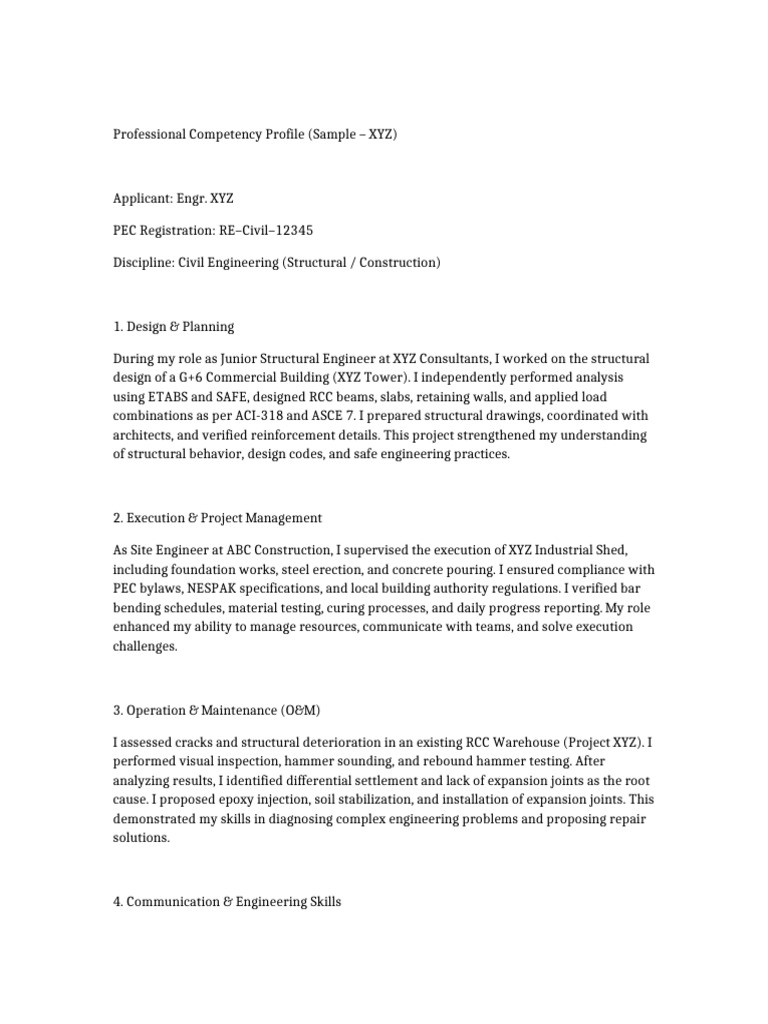 PEC Competency Profile Complete XYZ | PDF | Regulatory Compliance ...