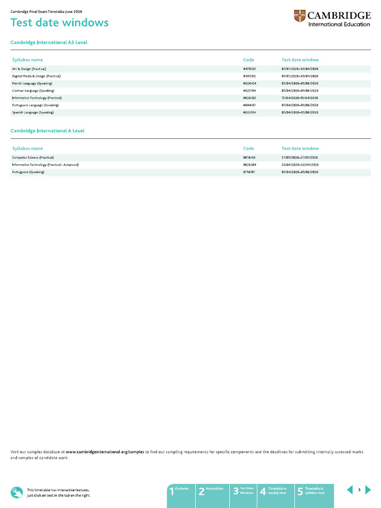 Timetable 3 | PDF