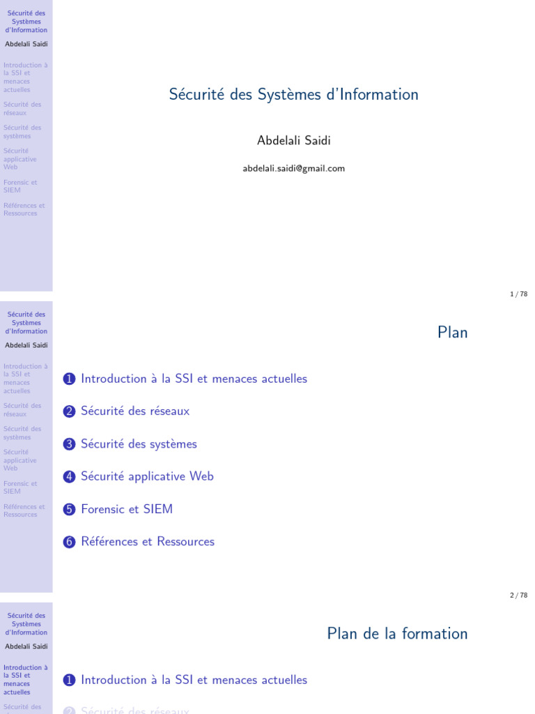 SecSI Cours | PDF | Sécurité des systèmes d'information | Sécurité