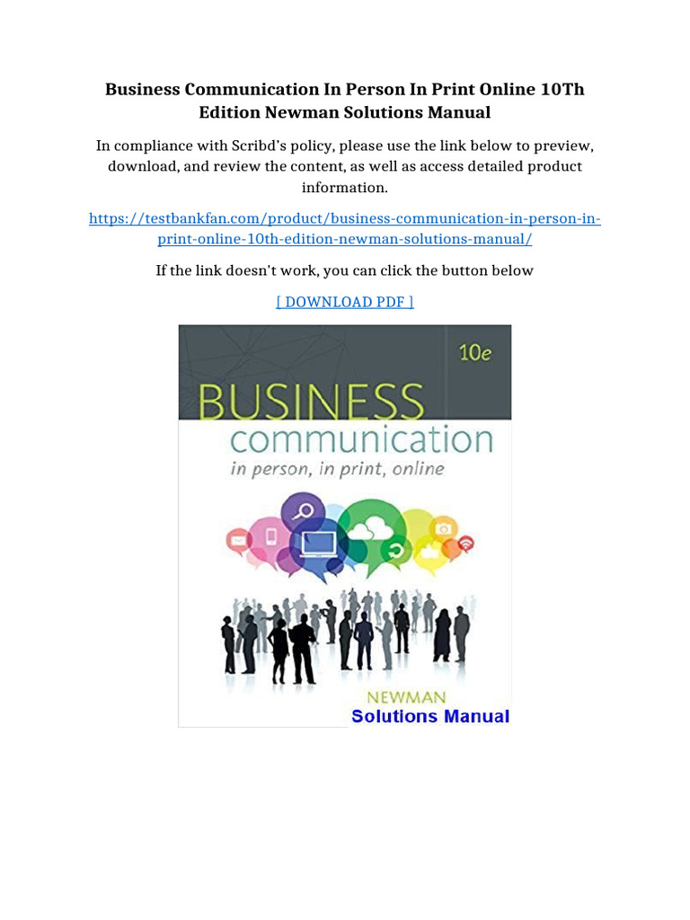 Business Communication in Person in Print Online 10th Edition Newman ...