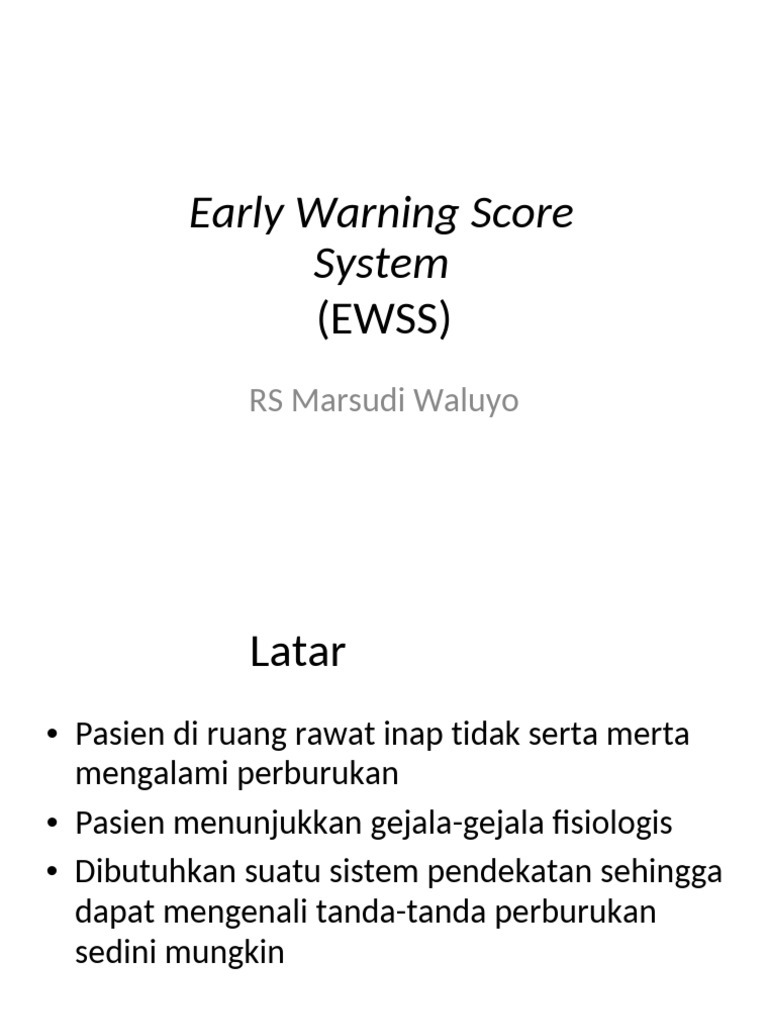 Early Warning System Score | PDF