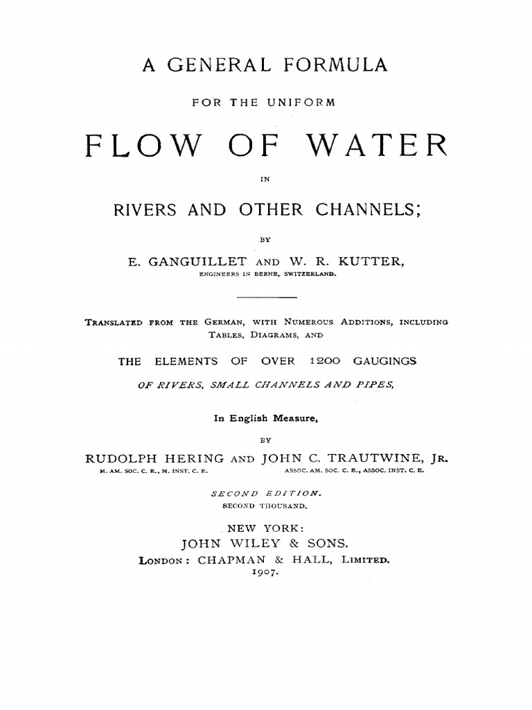A General Formula For The Uniform Flow of Water in Rivers and Other ...