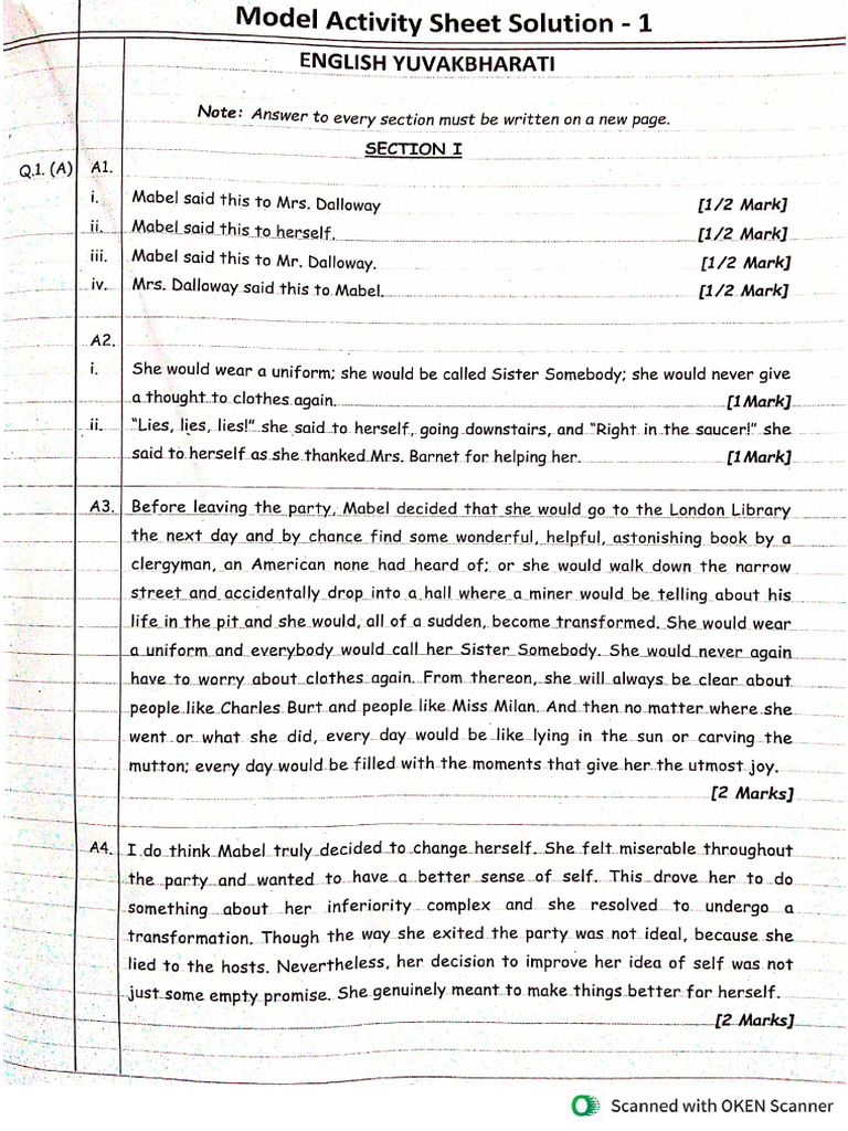 English Paper 1 Solution Class 12th HSC Board | PDF