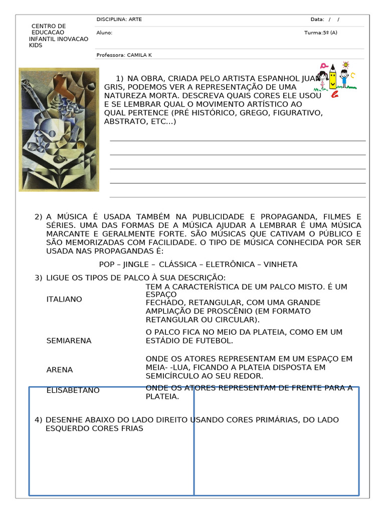 Atividade de Avaliação Diagnóstica 5º Ano | PDF | Arte abstrata | As artes