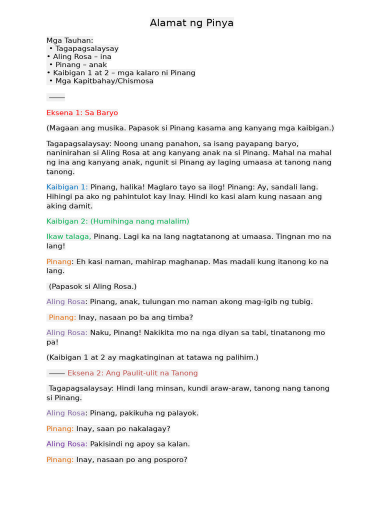 Alamat NG Pinya - Docx Aya | PDF