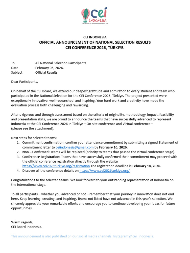 National Selection Result | PDF