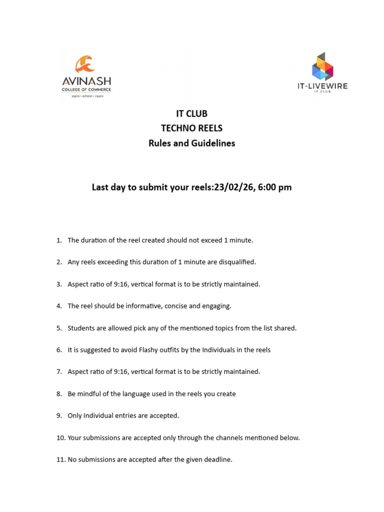 Techno Reels Guidelines | PDF