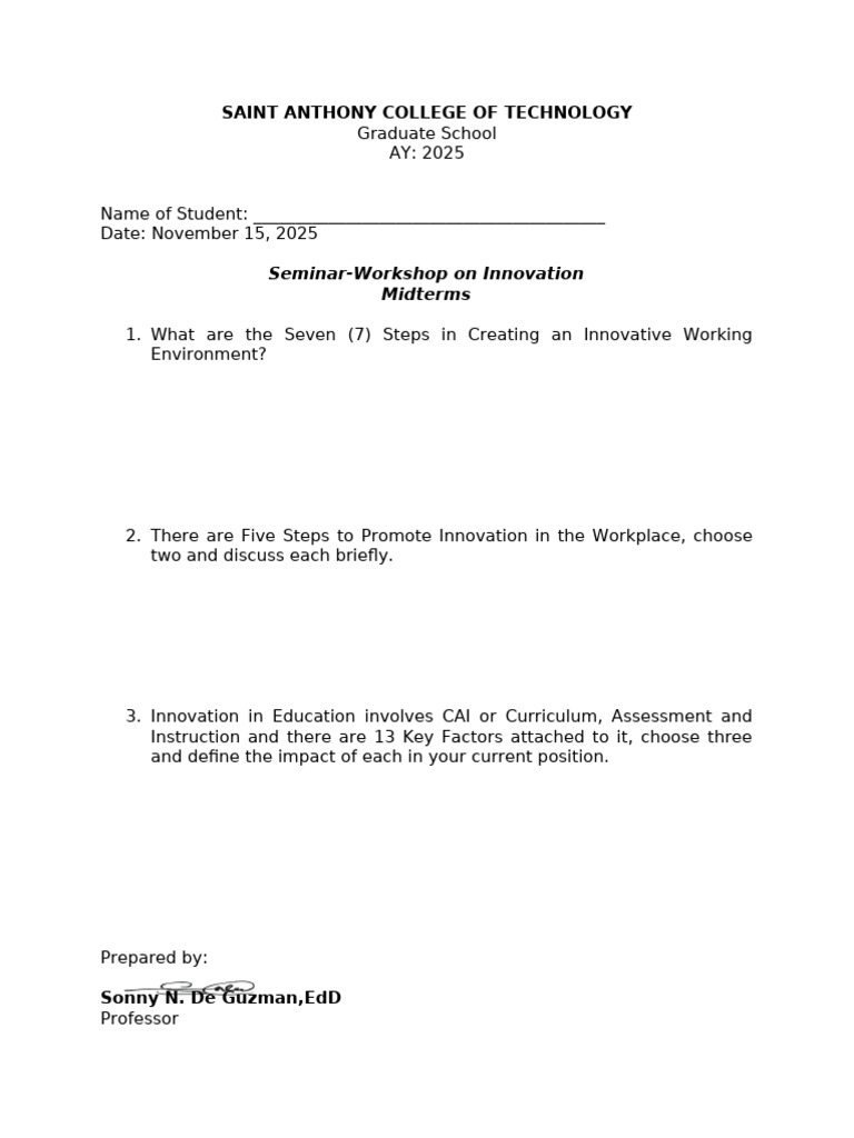Midterms For Innovation 1 | PDF