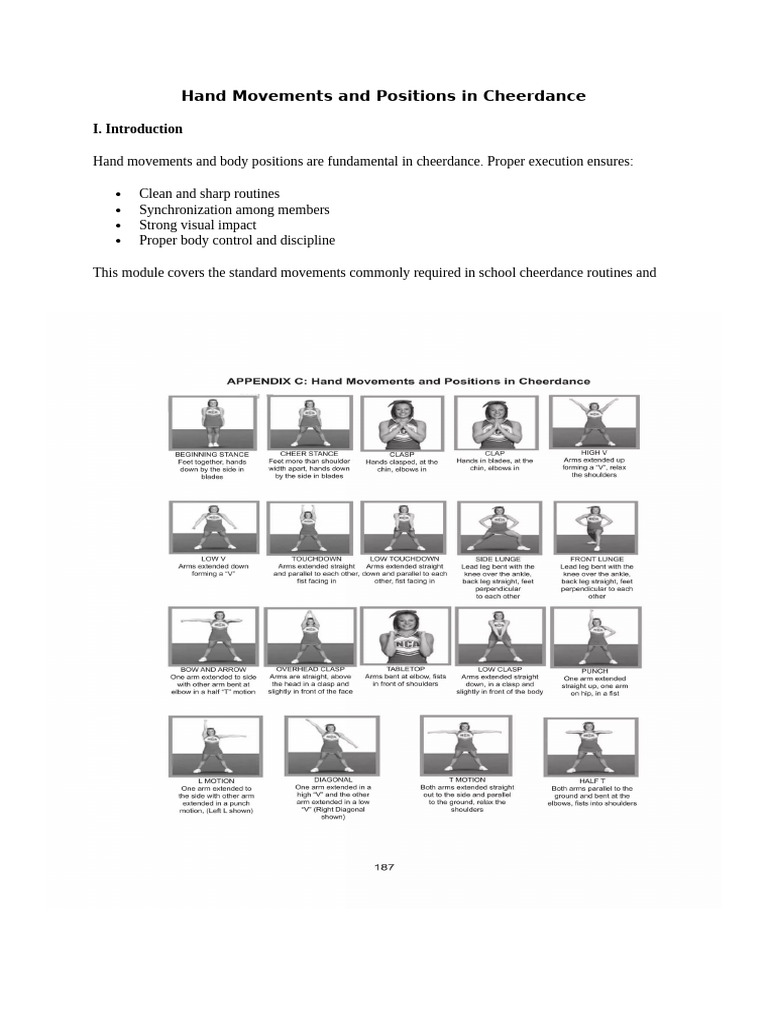 Hand Movements and Positions in Cheerdance GRADE 10 | PDF