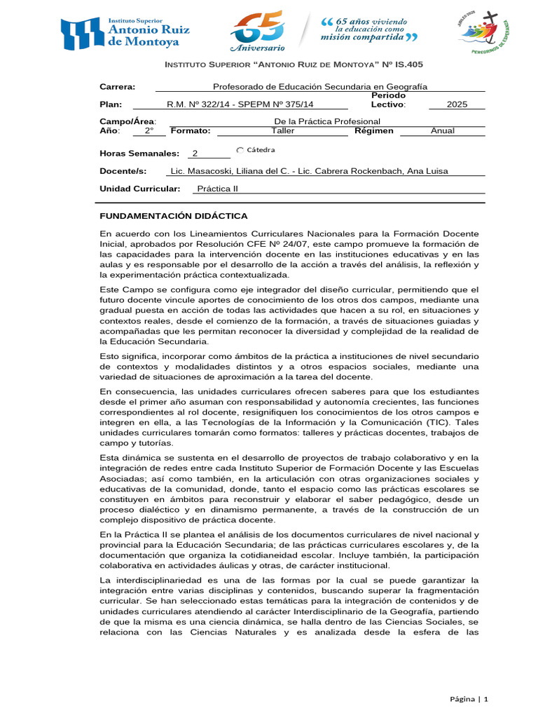 PRÁCTICA II - Planificación 2025 | PDF | Plan de estudios | Maestros
