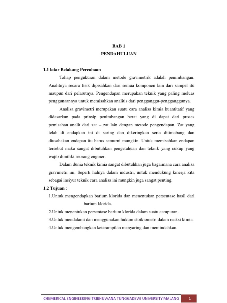 P 5 Laporan Praktikum Kimia Analisis Analisis Gravimetri Penentuan Kadar Barium Dalam Larutan Barium Klorida