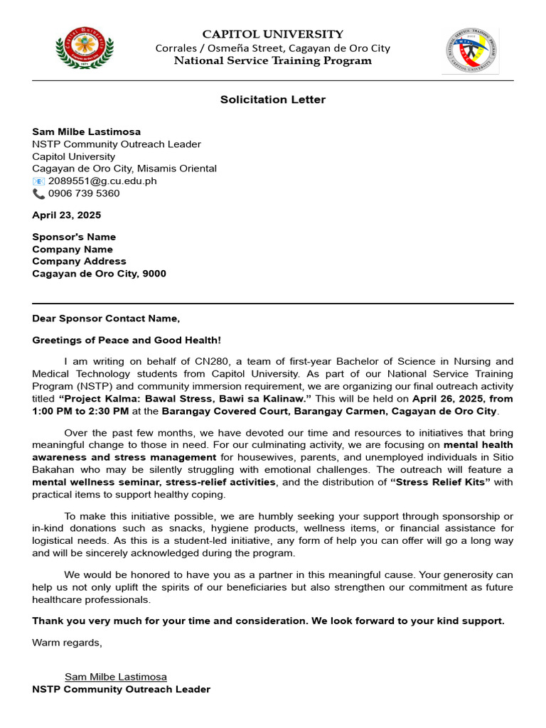 Solicitation Letter | PDF