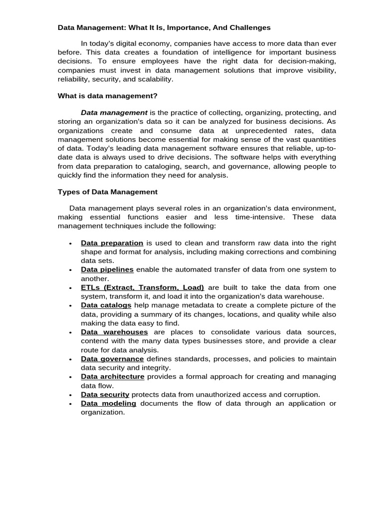 Module 6 Data Administration or Data Management | PDF | Data Management ...