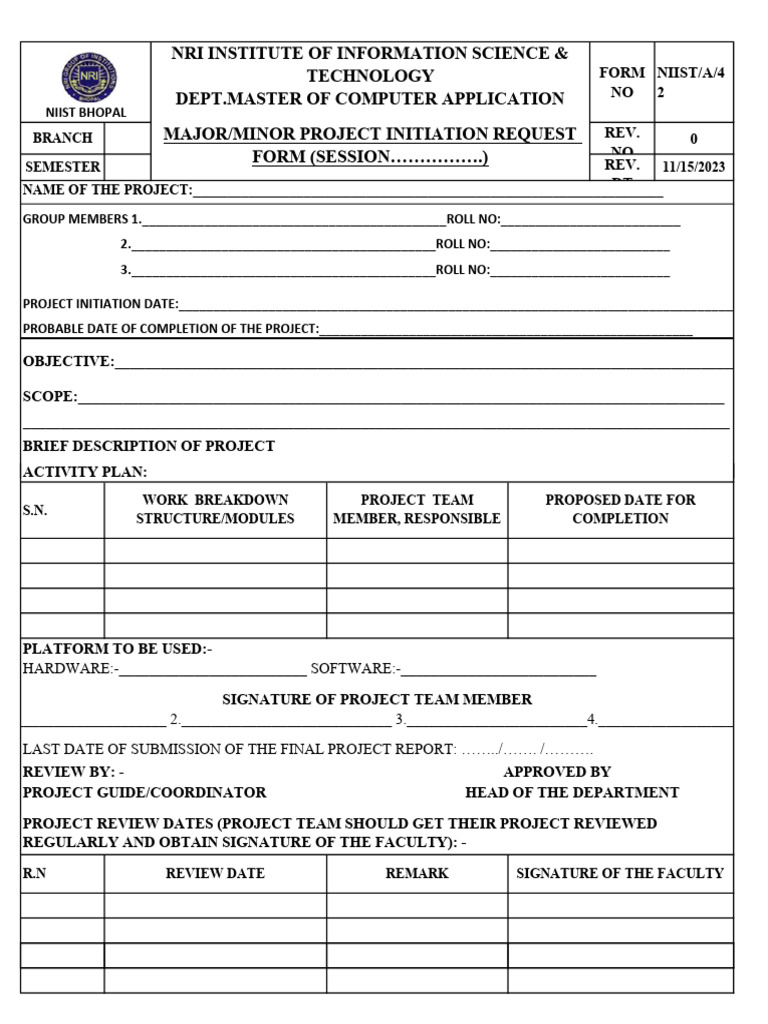 Initiation Form Mca 3rd Sem | PDF
