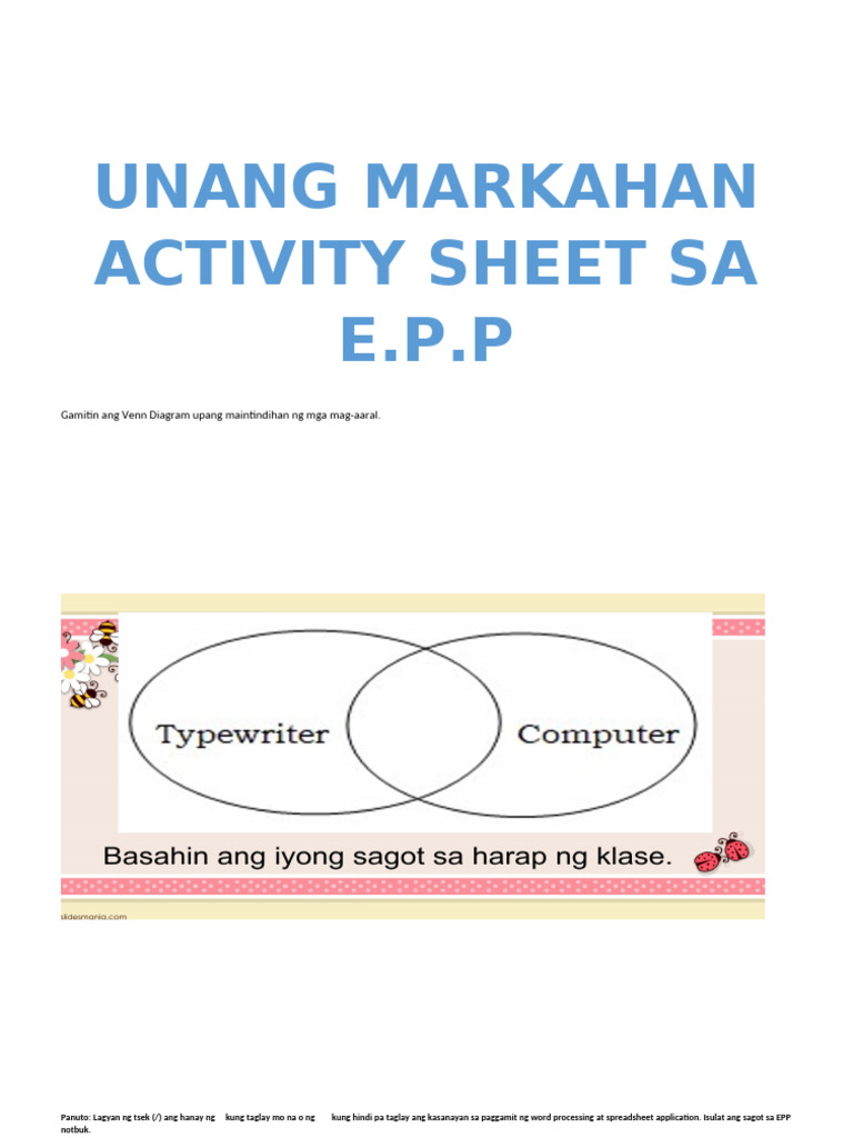 Activity Sheet Epp | PDF