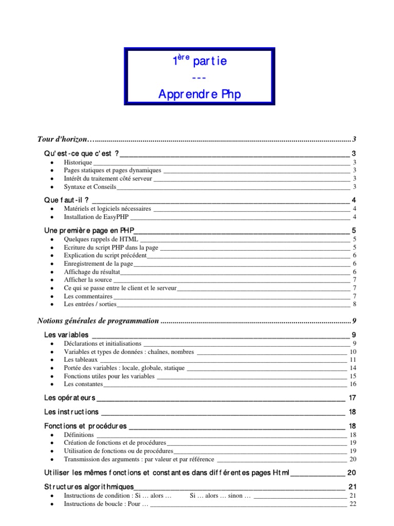 Guide complet pour apprendre PHP | PDF