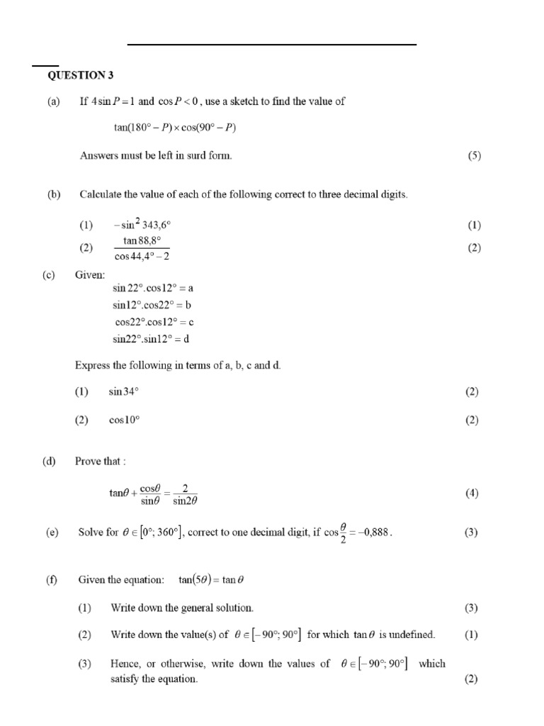 Trigonometry Questions | PDF