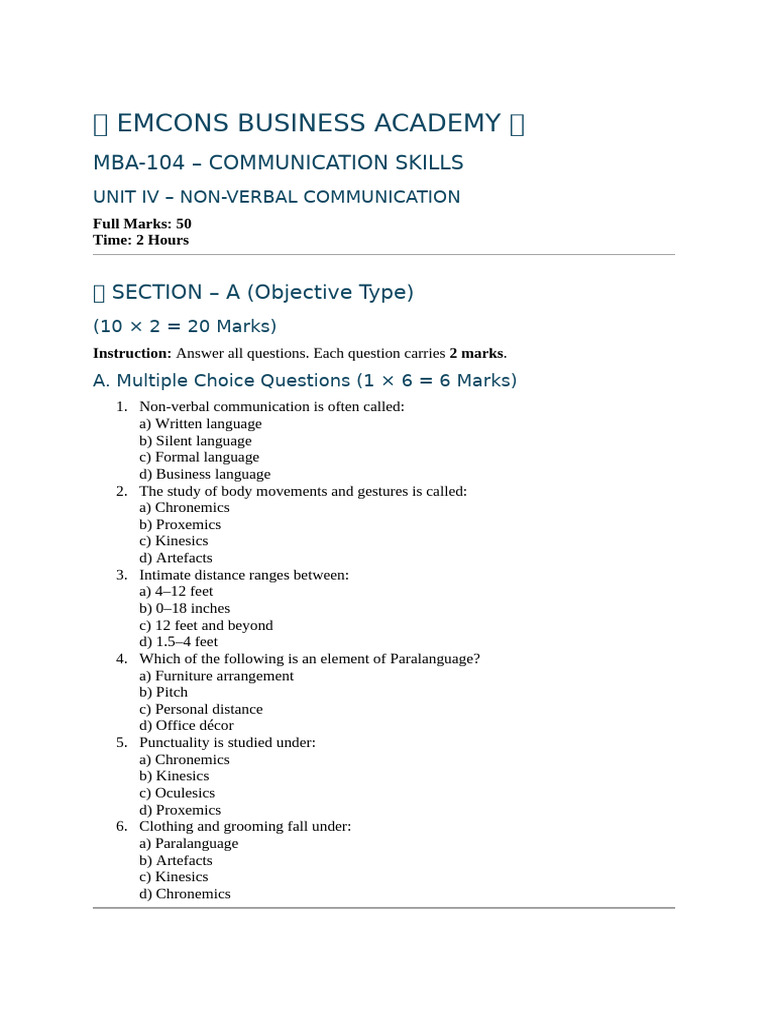 Non Verbal Communication | PDF | Nonverbal Communication | Communication
