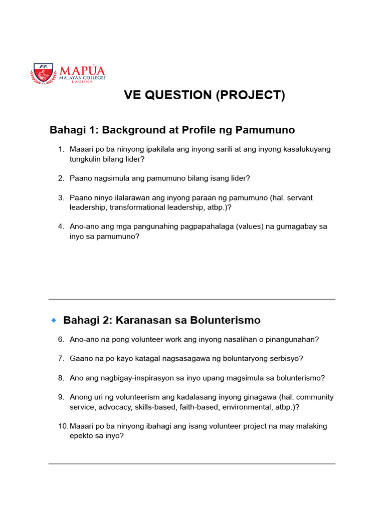 Ve Questions (Project) | PDF