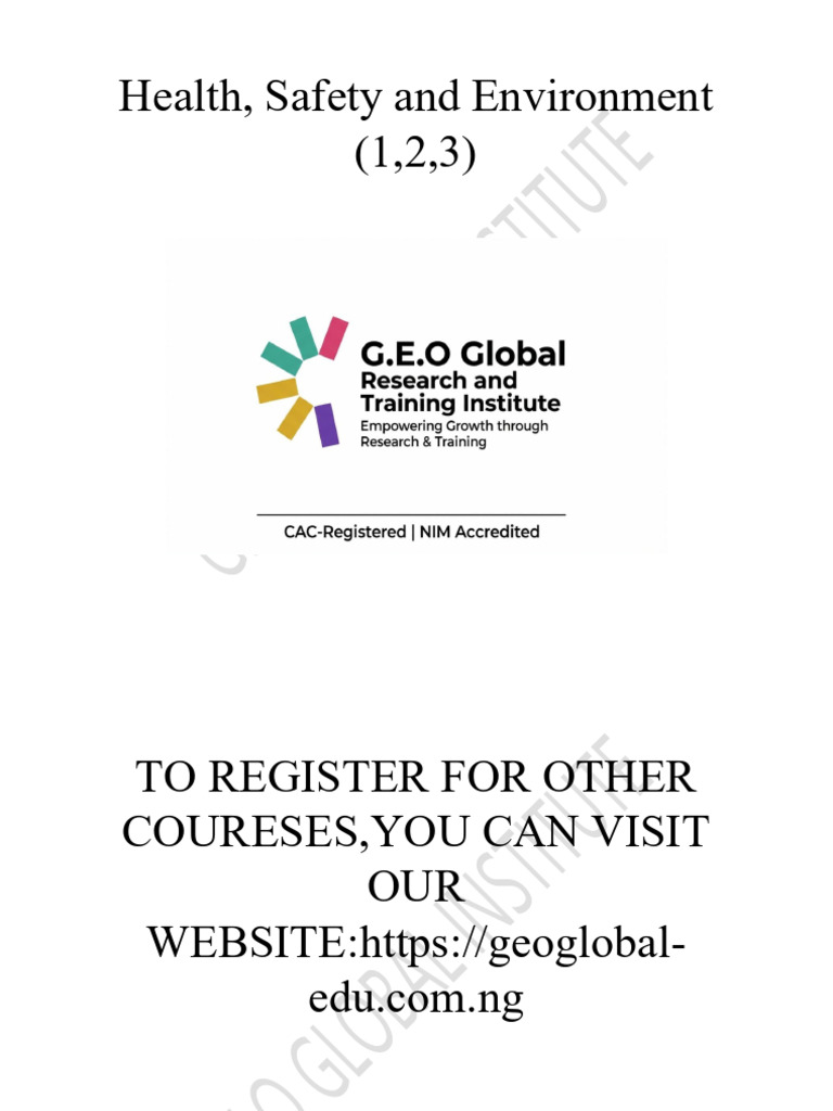 G.E.O GLOBAL Health Safety and Environment Manual 1,2,3 | PDF | Waste ...