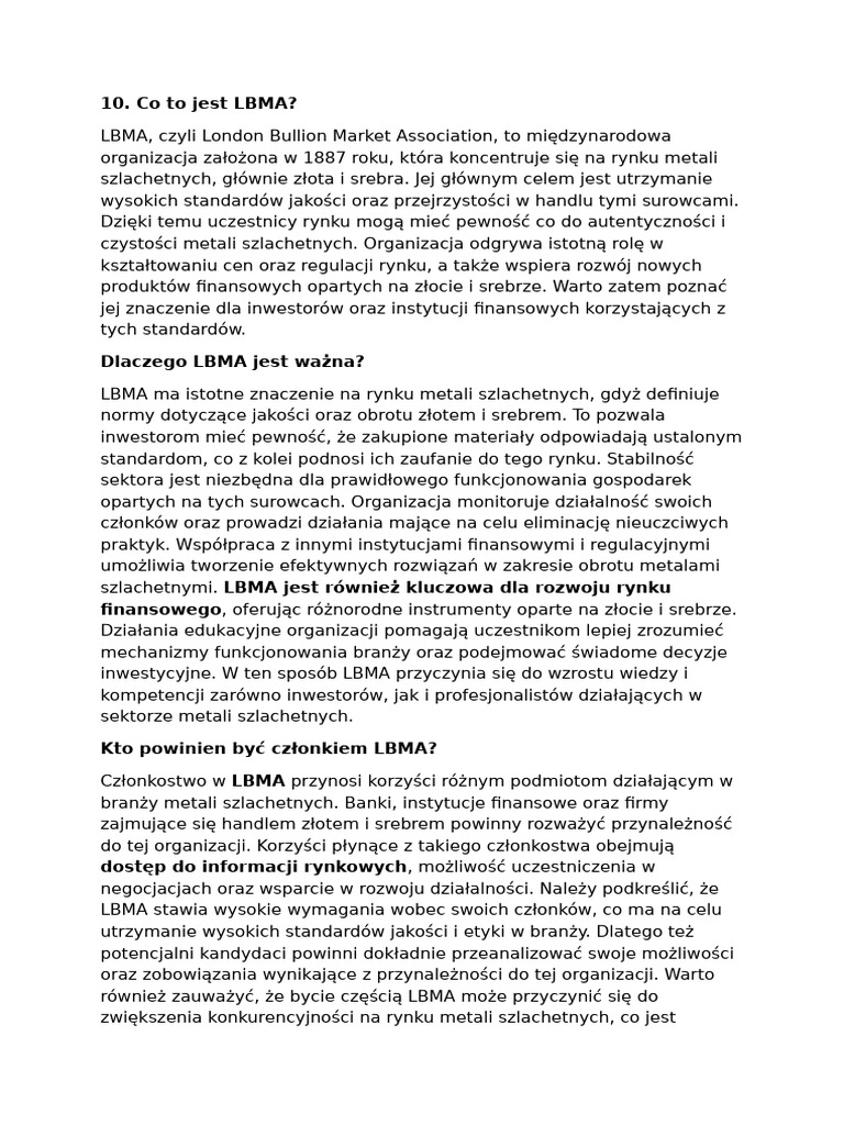 Co to jest LBMA | PDF