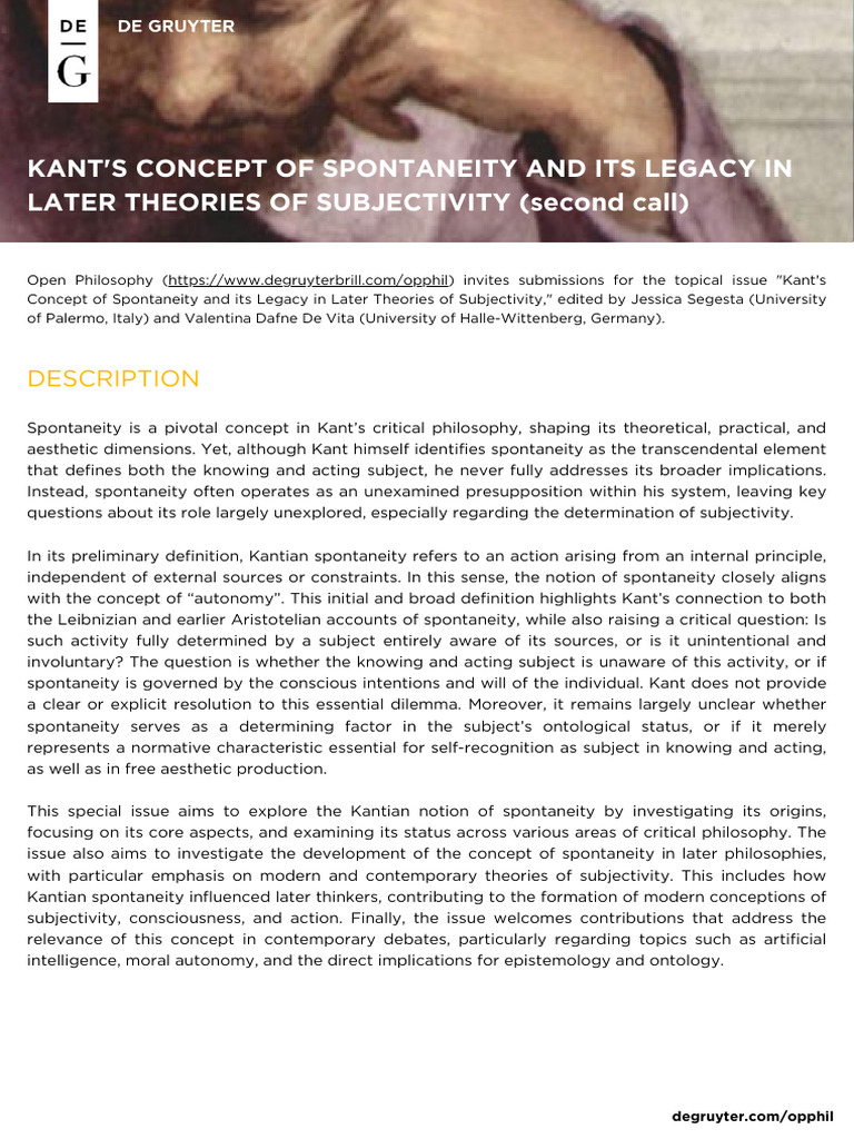 OPPHIL - CFP Kants Concept of Spontaneity | PDF | Immanuel Kant | Concept