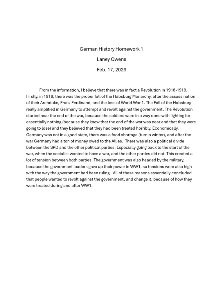 German History Homework 1 | PDF
