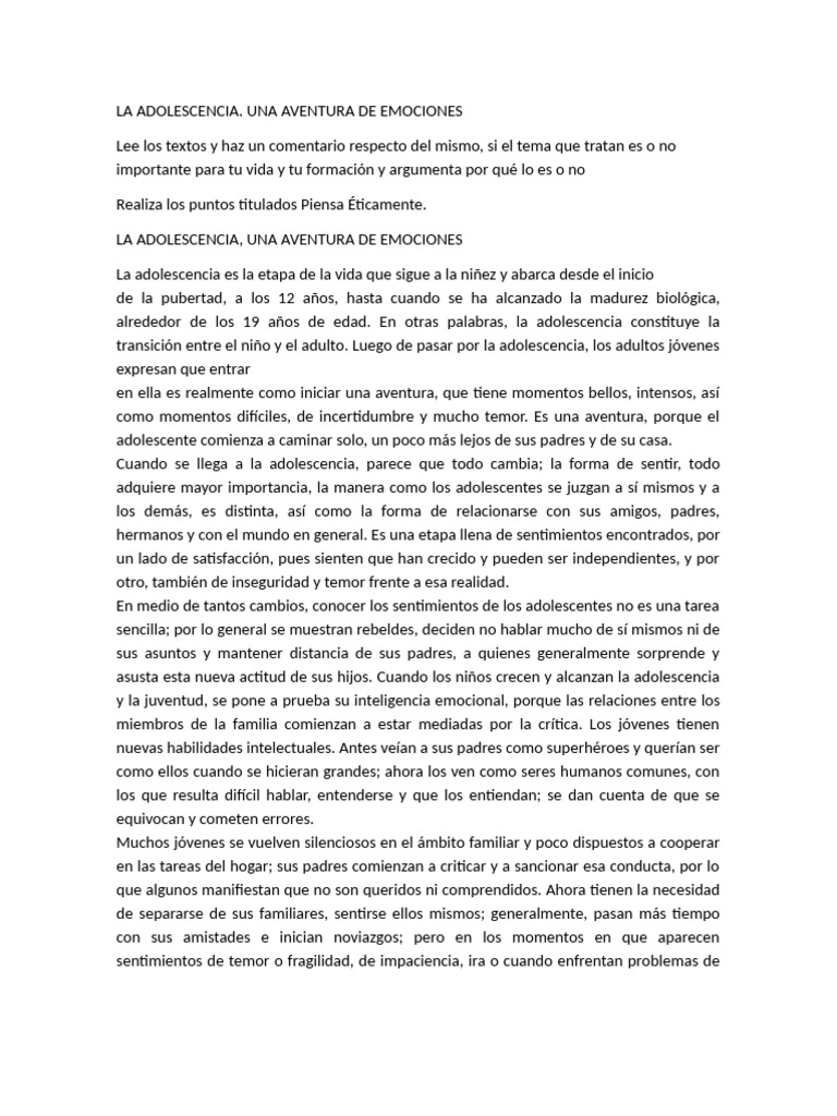 La Adolescencia 8°2 | PDF | Las emociones | Inteligencia emocional