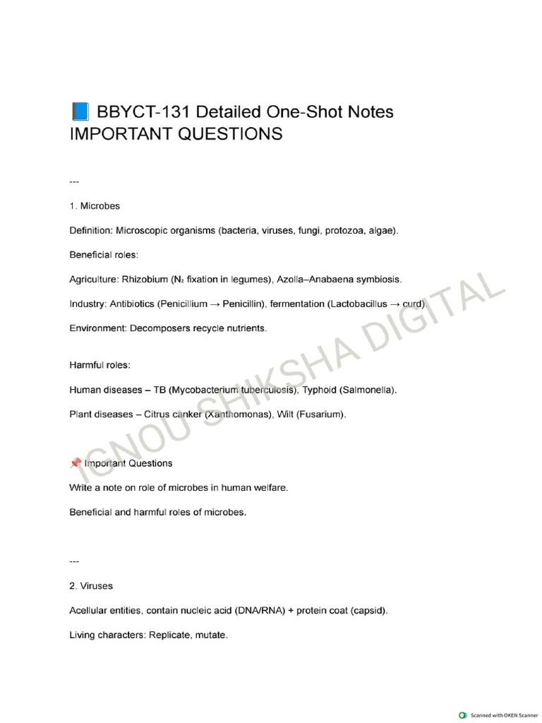 Bbyct-131 Detailed One-Shot Notes Important Questions | PDF