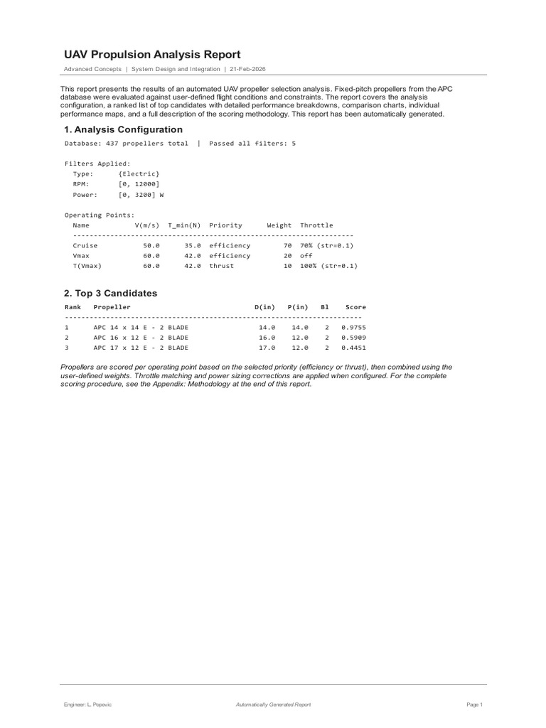 UAV Propulsion Analysis Report | PDF | Thrust | Propulsion