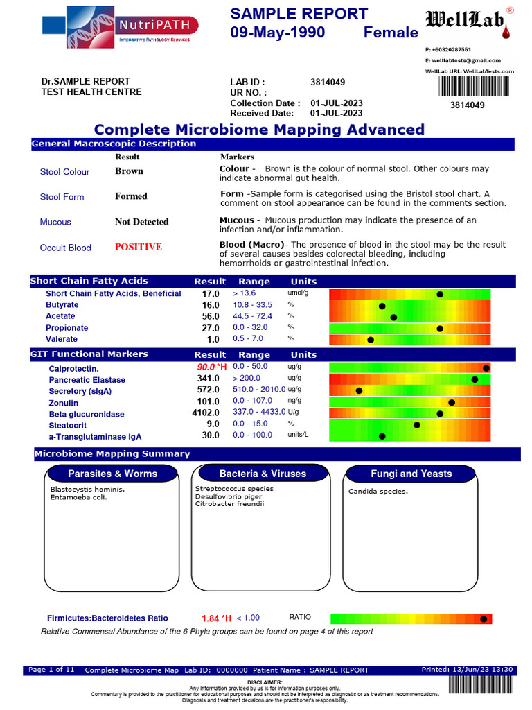 Advanced Complete Microbiome Mapping Test Sample Report | PDF ...