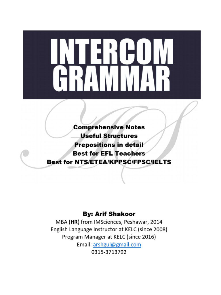 Intercom Grammar Notes Arif 2019 | PDF | Pronoun | Verb