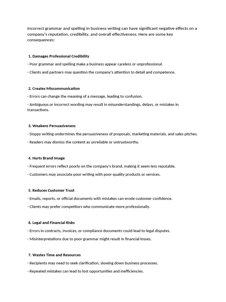 Business Writing Spelling and Grammar | PDF
