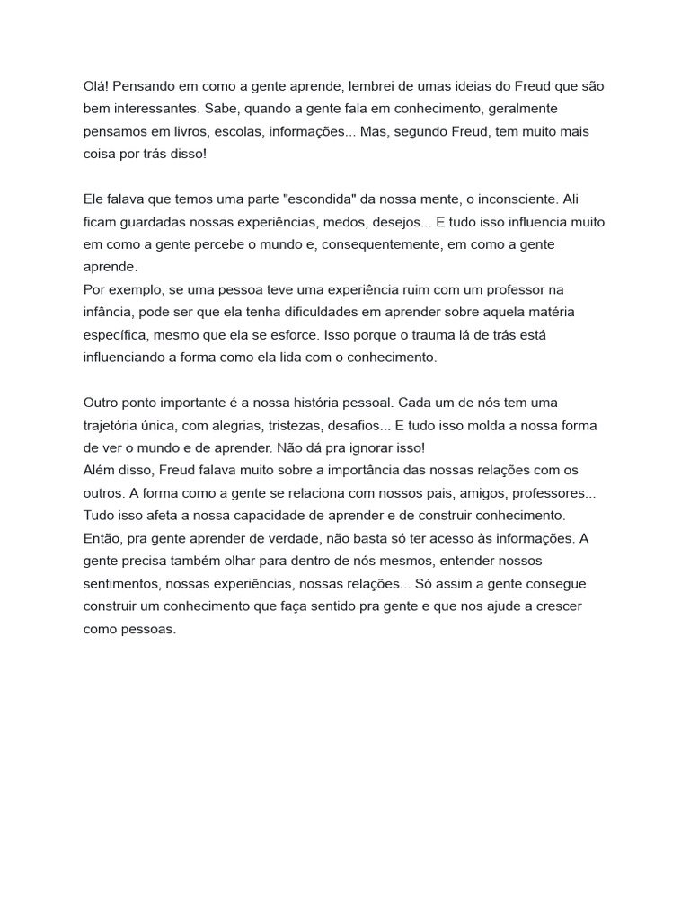 Texto Embasado Na Teoria de Freud | PDF