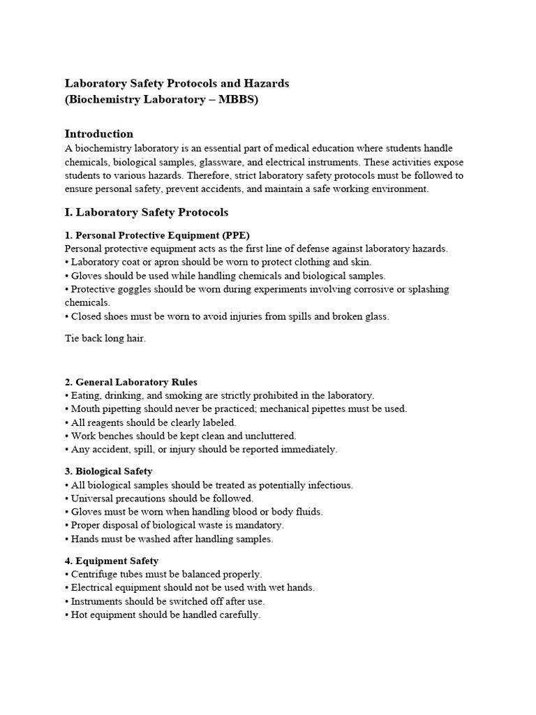 1.laboratory Safety Protocols and Hazards Final | PDF | Volume